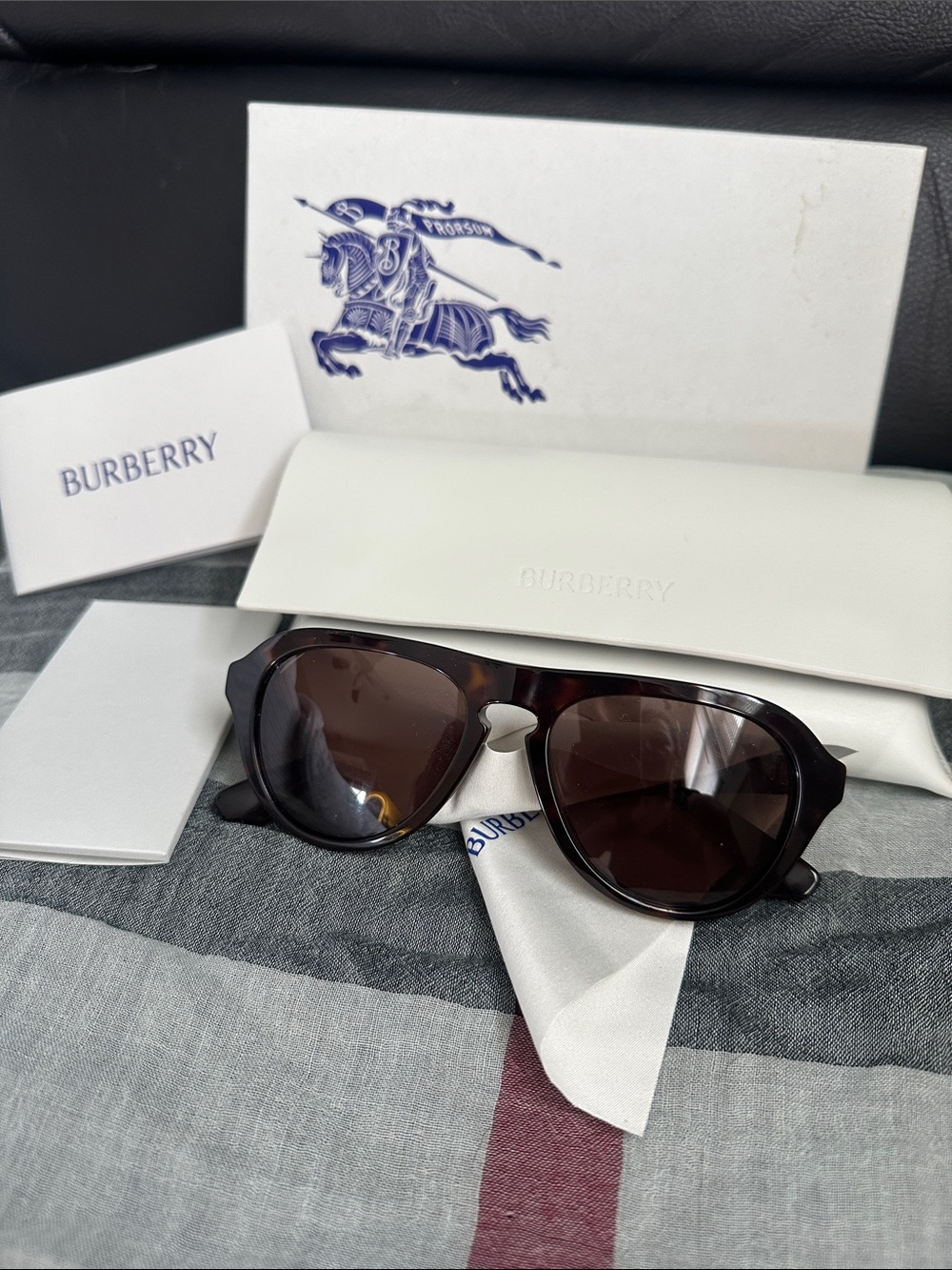 Burberry Tortoiseshell Frame Sunglasses with Brown Lenses